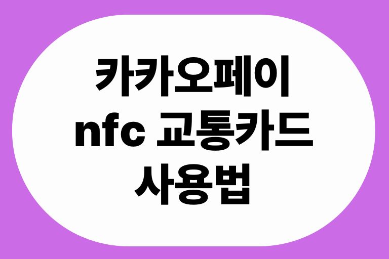 카카오페이 nfc 교통카드 사용법